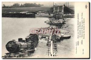 Postcard Old Army Bridge on & # 39Ourcq destroyed during the battle of Meaux ...