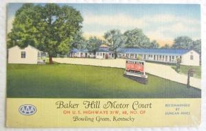 VINTAGE POSTCARD BAKER HILL MOTOR COURT MOTEL BOWLING GREEN KENTUCKY