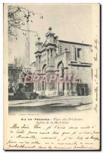 Old Postcard Aix en Provence Place des Precheurs Madeleine Church