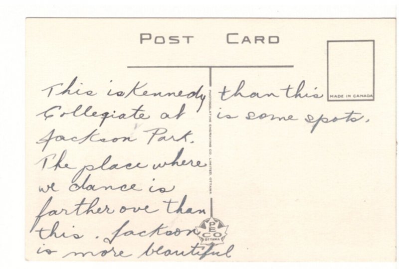 Sunken Gardens, Jackson Park, Kennedy College, Windsor Ontario, PECO Postcard