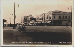 Canada 4th Avenue Looking West Lethbridge Alberta Vintage RPPC C125