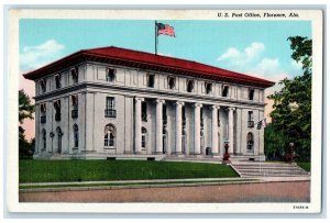 c1930's US Post Office Building Scene Street Florence Alabama AL Postcard