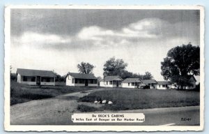 BANGOR, Maine ME ~ Roadside De BECK'S CABINS Motel 1946  Postcard