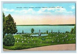1930's Officers Circle Vicksburg Cemetery MS Vintage Postcard F96