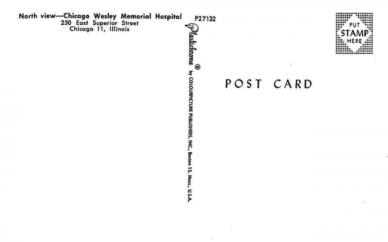 CHICAGO, IL Illinois   WESLEY MEMORIAL HOSPITAL    Artist's Rendition Postcard