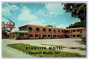 Council Bluffs Iowa IA Postcard Starlite Motel c1950's Unposted Vintage