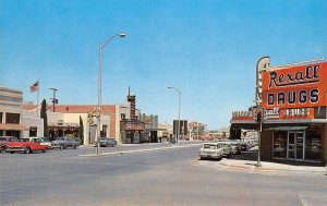 Street Scene DEMING, NEW MEXICO Rexall Drugs Pharmacy ca 1950s Vintage Postcard