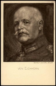 Germany WWI General von Eichhorn Artist Signed Portrait Ostpreussenhilfe  G77408