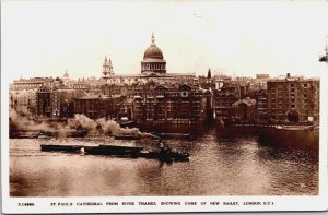 England St Paul's Cathedral River Thames Domer of New Bailey London RPPC C199