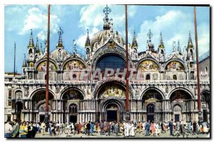 Old Postcard Venezia Basilica of St Mark's Facade