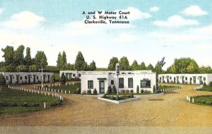 A and W Motor Court, Clarksville, Tennessee Vintage Postcard P124