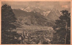 Vintage Postcard Partenkirchen With The Zugspitze Germany's Highest Mountain