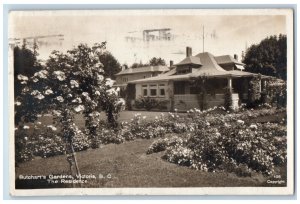 Victoria BC Canada Postcard Butchart's Gardens The Residence 1930 RPPC Photo