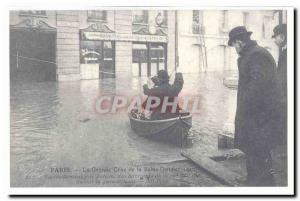 Paris Old Postcard The great flood of the Seine (January 1910) Refueling by b...