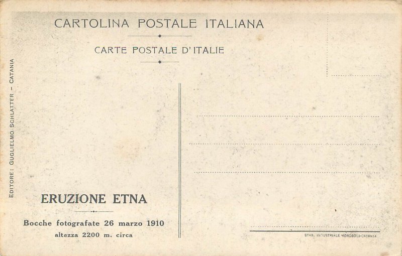 Italy Etna volcano in eruption 1910