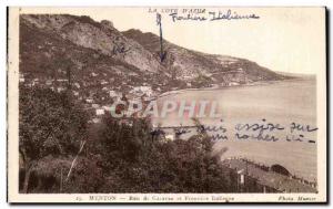 Old Postcard La Cote D & # 39azur Menton Garavan Bay And Frontiere Italian