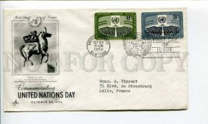 290253 UNITED NATIONS NEW YORK to FRANCE 1956 Statue of Peace real posted FDC