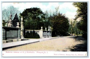 c1910 Bellevue Avenue EJ Berwinds Entrance Gate Newport Rhode Island RI Postcard