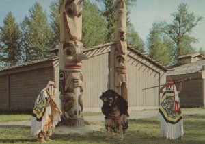 Indian Village at Hazelton British Columbia Totem Pole Postcard