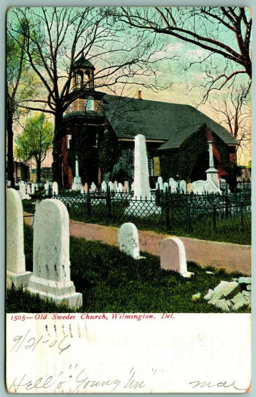 Old Swedes Church Cemetery Wilmington DE Delaware 1906 UDB Postcard I4