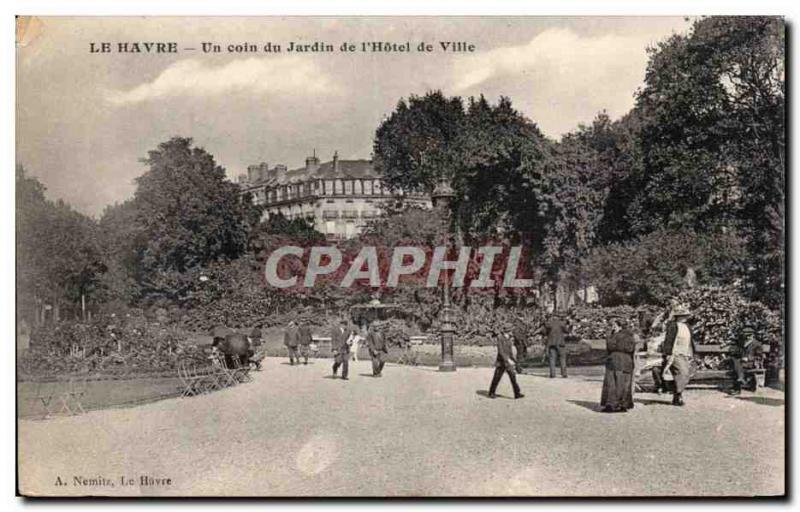 Le Havre - A Corner of the Garden of & # 39Hotel City - Old Postcard