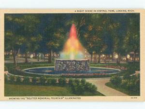 Unused Linen PARK SCENE Lansing Michigan MI c7979