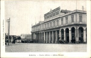 Havana Cuba Albisu Theatre Horse Carts Quiet Scene Vintage Postcard