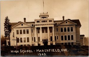 RPPC View of High School, Marshfield OR c1909 Vintage Postcard V74