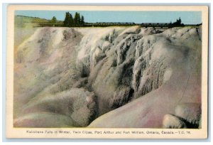 c1950's Kakabeka Falls in Winter Fort William Ontario Canada Postcard