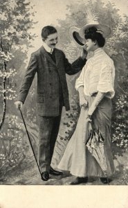 Portrait of Romance Sweet Couple Lovers Man and Woman, Vintage Postcard