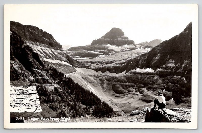 Logan Pass From West MT Montana RPPC Real Photo Postcard V24