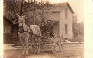 RPPC Postcard Horse Drawn Buggy with Two Men Top Hats c1930