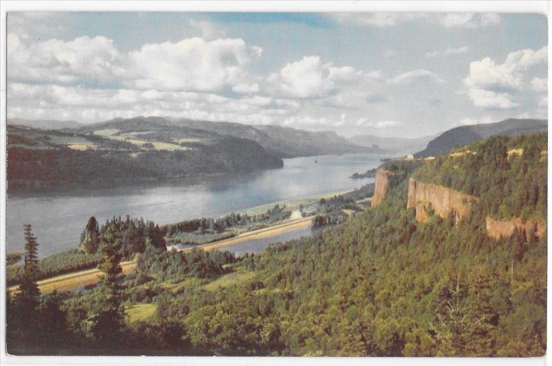 Columbia River Gorge From Crown Point Oregon Washington Vintage View Postcard