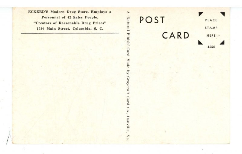 SC - Columbia. Eckerd's Modern Drug Store Interior ca 1940's
