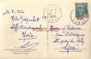 RPPC - LA CORSE, COMPAGNIE GENERALE TRANSATLANTIQUE - Le Commandant Quere 1950