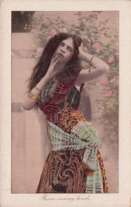 From Sunny Lands Gypsy Erotic Dancer Old Real Photo Postcard