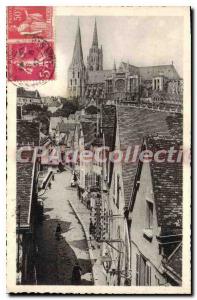 Old Postcard Chartres Cathedral View Of The Lower City