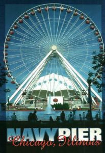 VINTAGE CONTINENTAL SIZE POSTCARD NAVY PIER CHICAGO ILLINOIS