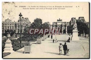 Postcard Old Paris Le Jardin des Tuileries and the Arc de Triomphe du Carrousel