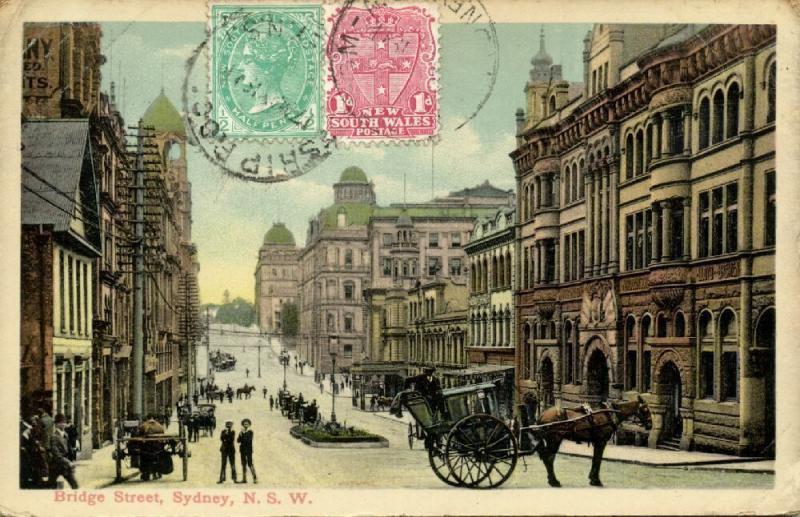 australia, SYDNEY N.S.W., Bridge Street, Horse Cart (1911) Stamps