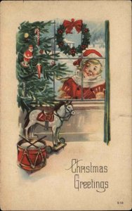 Christmas Children Look Through Window at Toys c1900s-10s Postcard