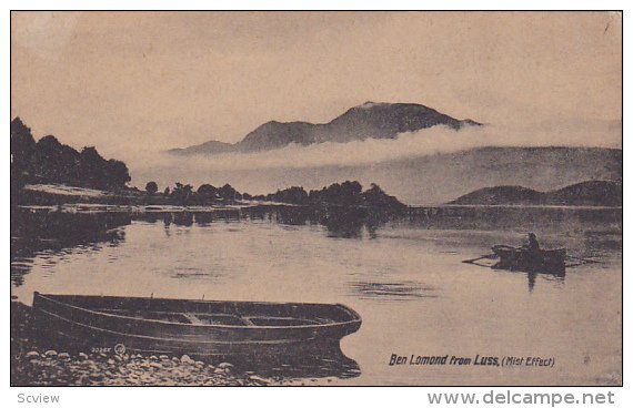 BEN LOMOND, Scotland, UK, 1900-1910s; Boats, Ben Lomond From Luss (Mist Effect)