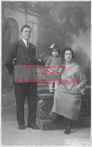 Tunisia, Bizerte, RPPC, Studio Shot, Father Mother & Daughter, Karsentry