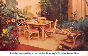 Lanai at Blomber's Exclusive Rattan Shop Advertising Writing on back 