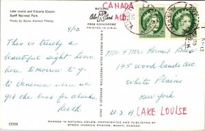 Lake Louise & Victoria Glacier Banff National Park Canada Chrome Cancel Postcard 