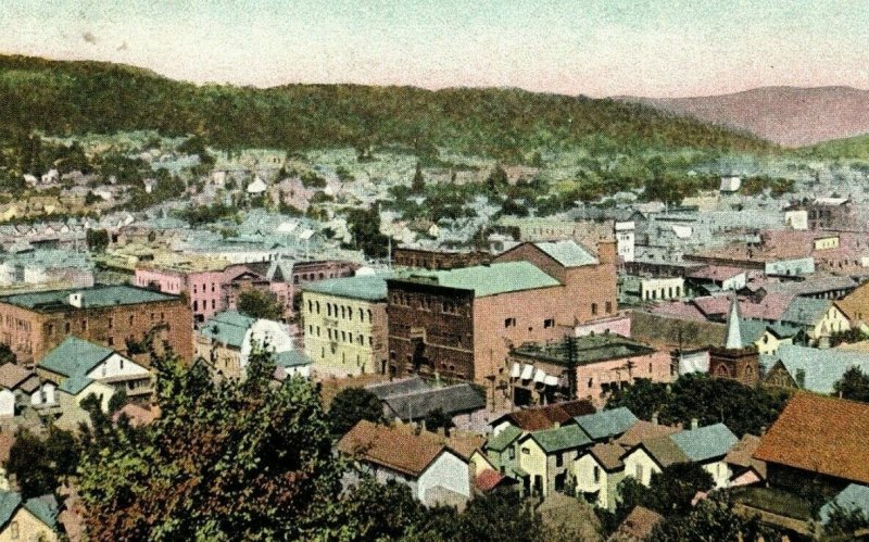 Vintage Post Card Bird's Eye View Of Bradford, PA Buildings P18