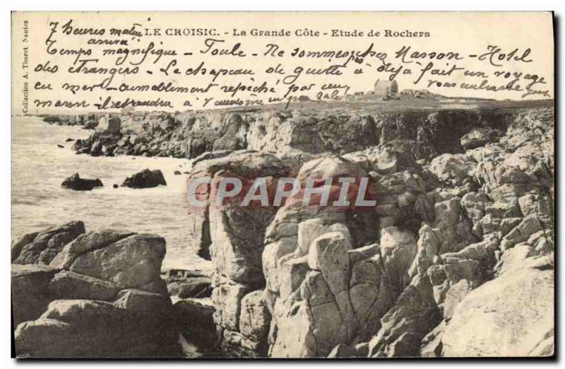 Old Postcard Croisic La Grande Cote Study Of Rocks