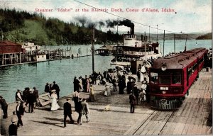 Steamer Idaho at Electric Dock, Coeur d'Alene ID Vintage Postcard C48