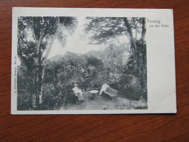 Malaya Postcard 1900-06 UDB Unused Penang On the Hills People on Benches