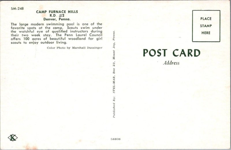 Postcard Camp Furnace Hills Denver PA